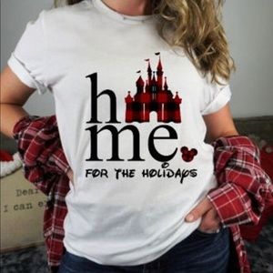 COPY - I’ll be Home for the holidays Disney castle Christmas shirt Buffalo plai…